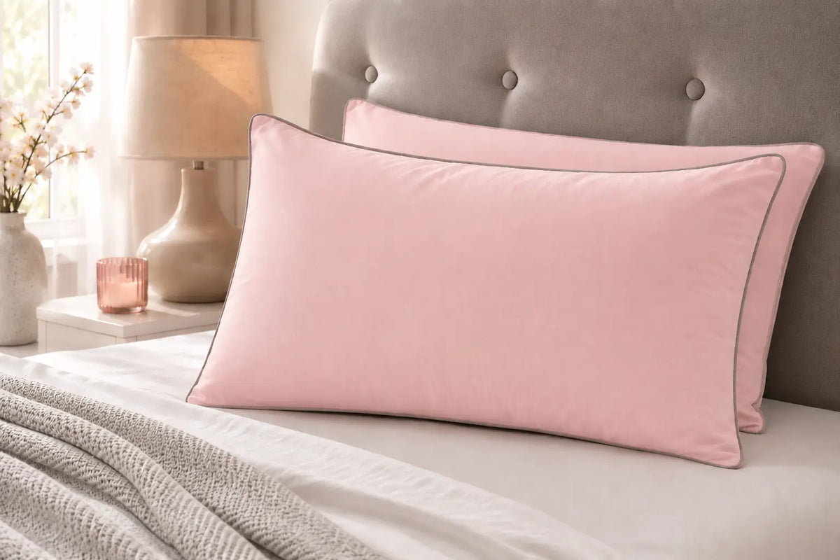 Firm box-edge pillow for side sleepers on a bed