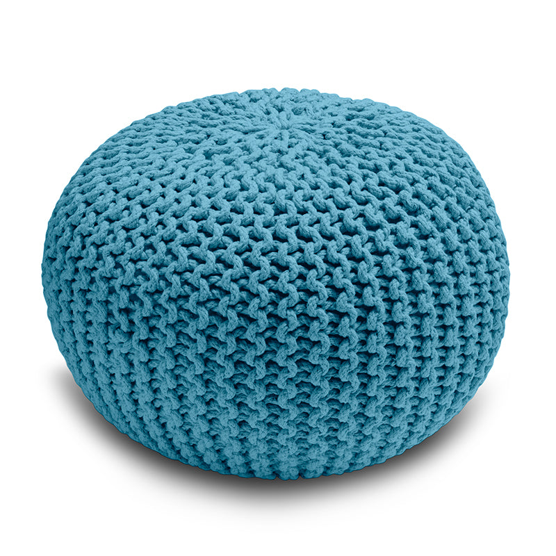 Knitted Pouffe Chunky Round Footstool Ottoman 100% Cotton