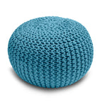 Knitted Pouffe Chunky Round Footstool Ottoman 100% Cotton