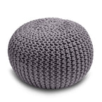 Knitted Pouffe Chunky Round Footstool Ottoman 100% Cotton