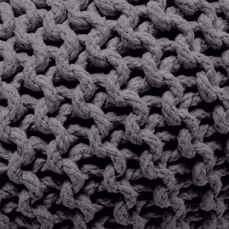 Knitted Pouffe Chunky Round Footstool Ottoman 100% Cotton