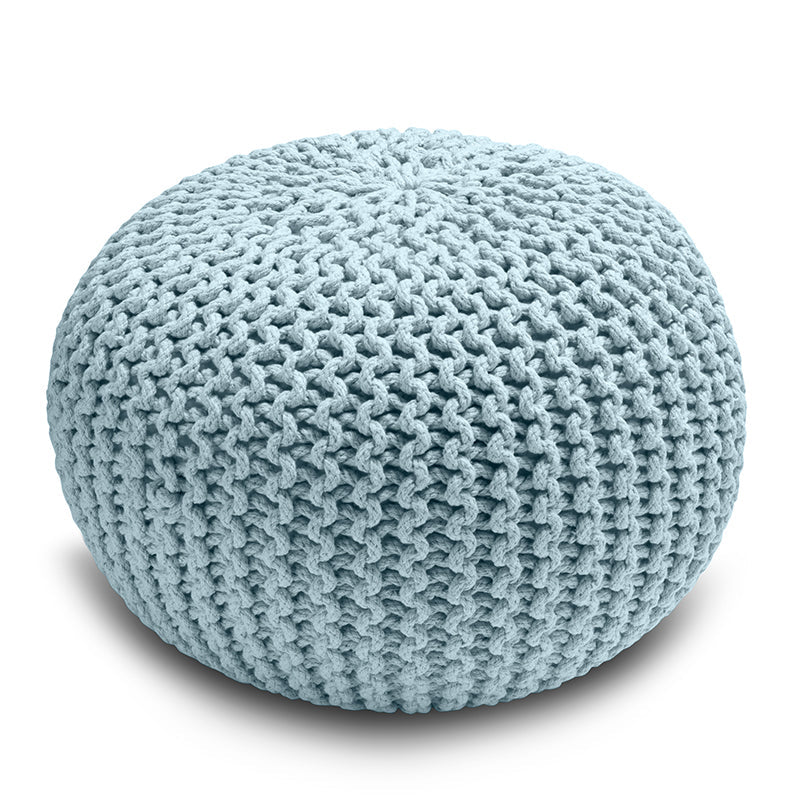 Knitted Pouffe Chunky Round Footstool Ottoman 100% Cotton