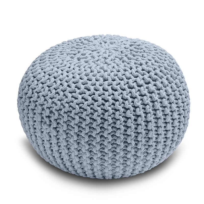 Knitted Pouffe Chunky Round Footstool Ottoman 100% Cotton