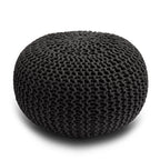 Knitted Pouffe Chunky Round Footstool Ottoman 100% Cotton