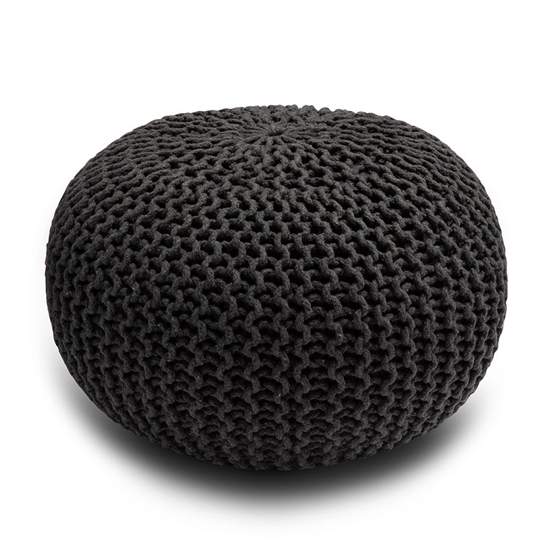 Knitted Pouffe Chunky Round Footstool Ottoman 100% Cotton