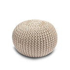 Knitted Pouffe Chunky Round Footstool Ottoman 100% Cotton