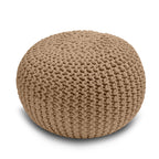 Knitted Pouffe Chunky Round Footstool Ottoman 100% Cotton