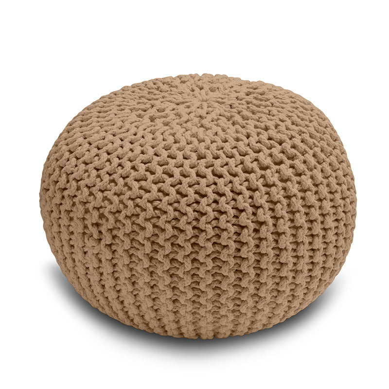 Knitted Pouffe Chunky Round Footstool Ottoman 100% Cotton