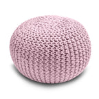 Knitted Pouffe Chunky Round Footstool Ottoman 100% Cotton