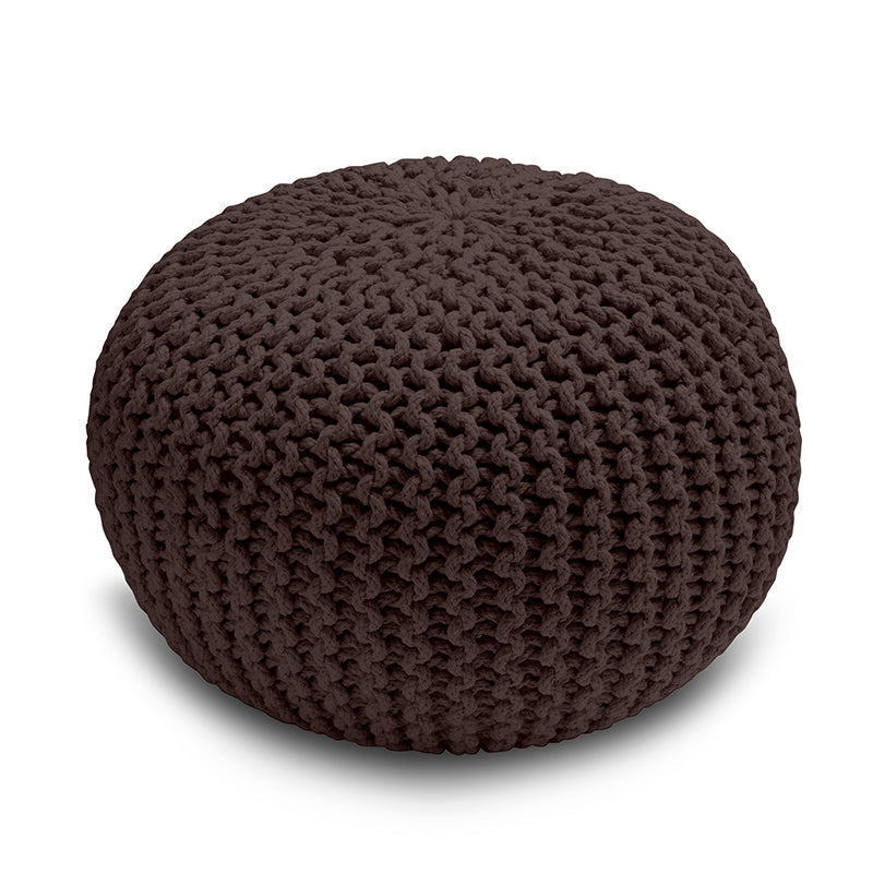 Knitted Pouffe Chunky Round Footstool Ottoman 100% Cotton