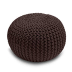 Knitted Pouffe Chunky Round Footstool Ottoman 100% Cotton