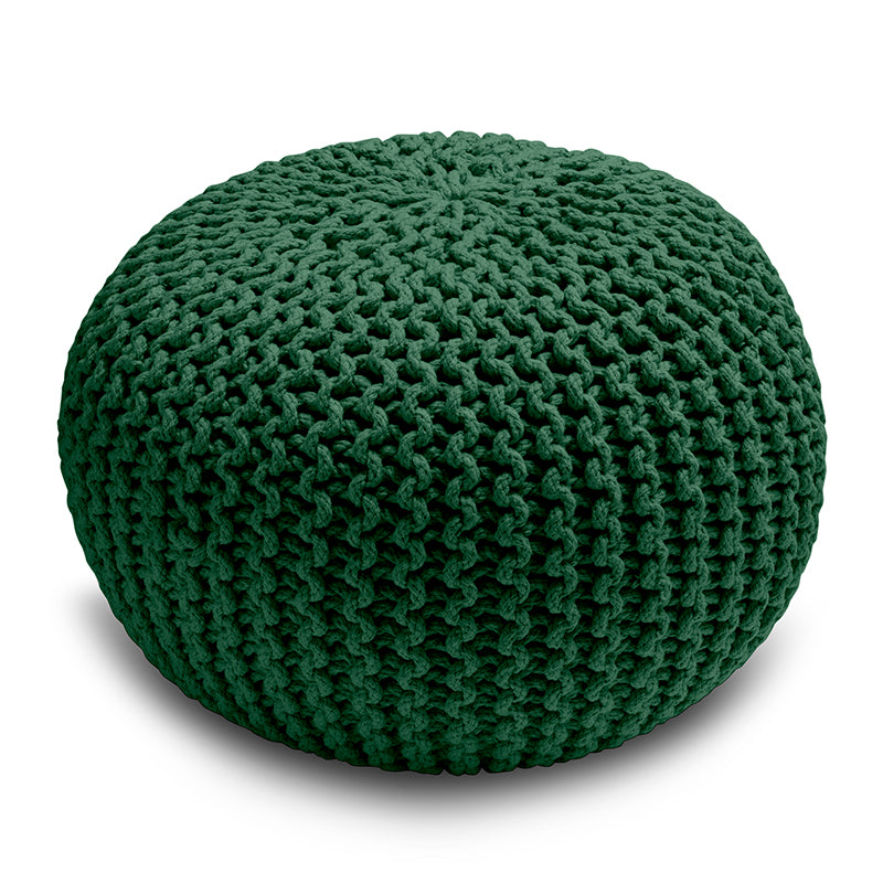Knitted Pouffe Chunky Round Footstool Ottoman 100% Cotton