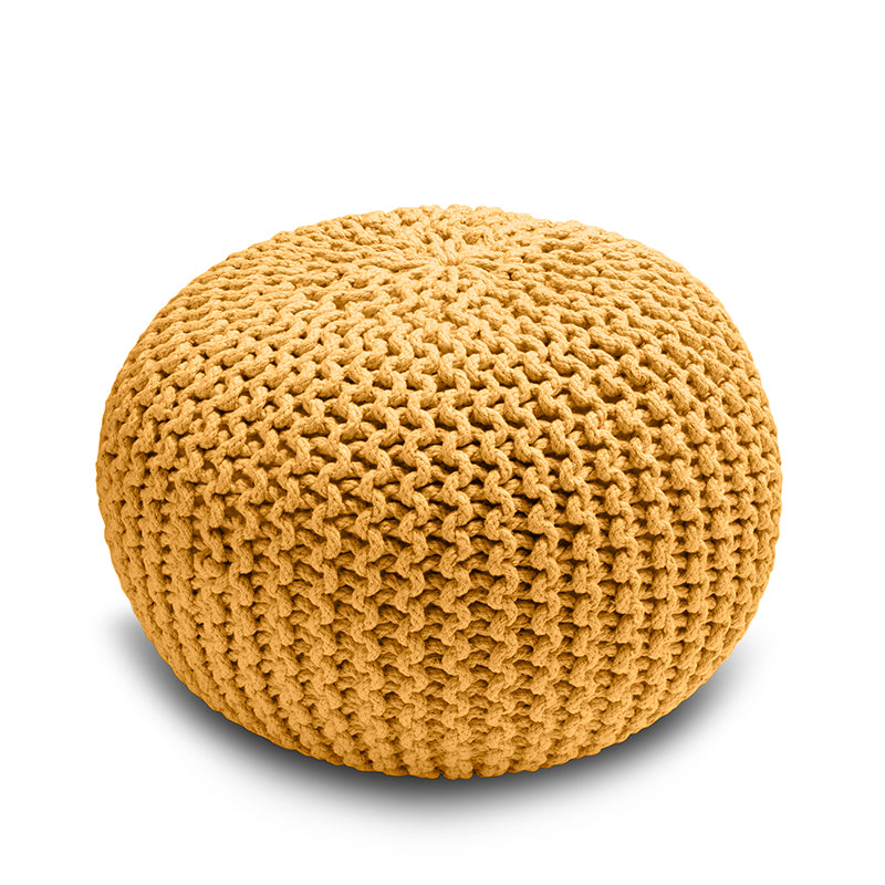 Knitted Pouffe Chunky Round Footstool Ottoman 100% Cotton