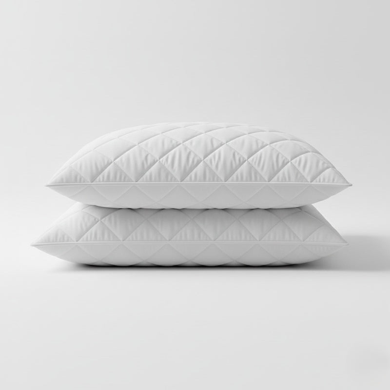 200TC Luxury Cotton Quilted Pillow Protector Pair Breathable Soft Mattress Cover