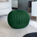 Knitted Pouffe Chunky Round Footstool Ottoman 100% Cotton