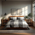Duvet Cover And Pillowcase Set White Black Grey Tartan Check Design Polycotton Bed Linen