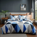 Duvet Cover And Pillowcase Set Multi Colour Triangle Design Polycotton Bed Linen