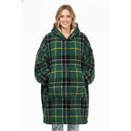 Unisex Tartan Check Fleece Hoodie Soft Warm Stylish Winter Loungewear
