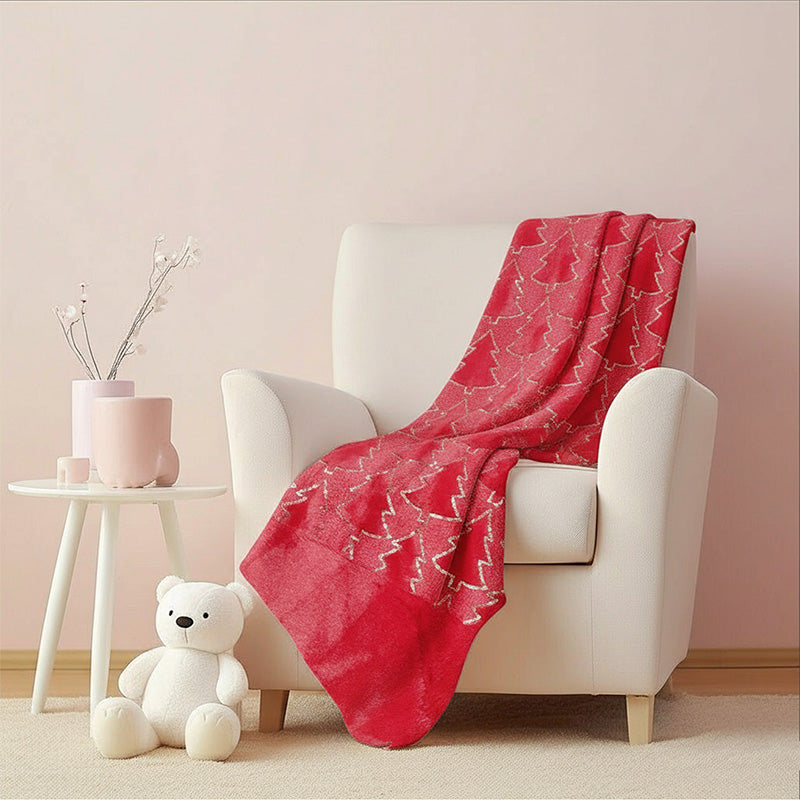 Christmas Tree Print Throw Blanket Cozy Festive Holiday Decor Gift