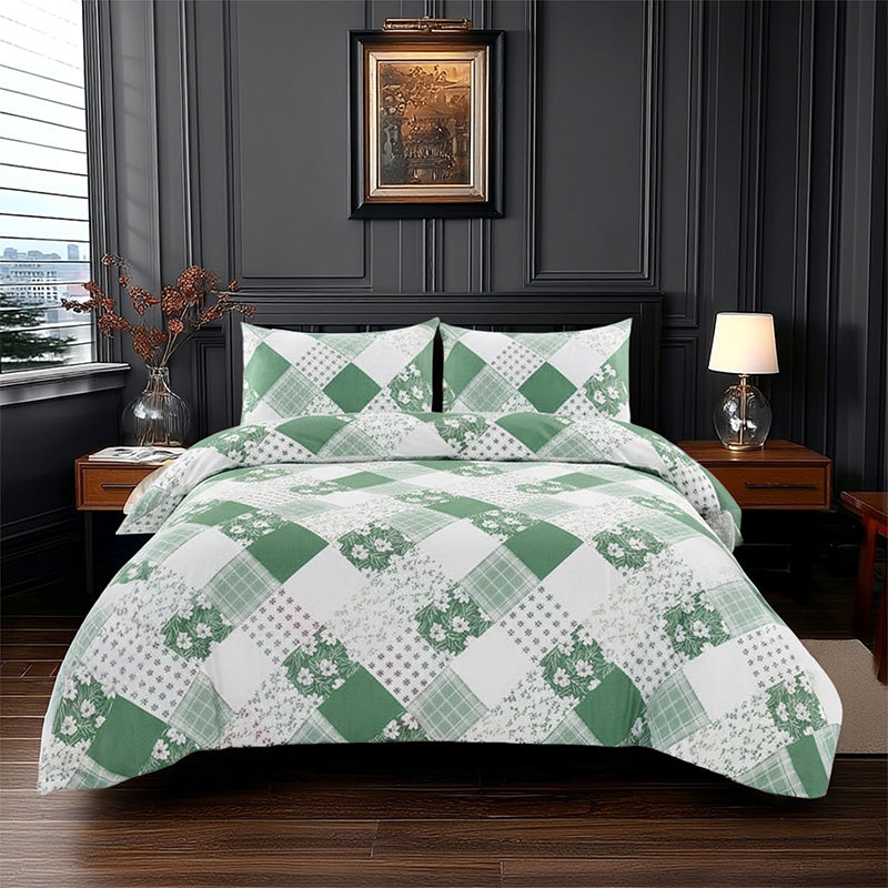 Duvet Cover And Pillowcase Set Floral Patchwork Design Polycotton Bed Linen