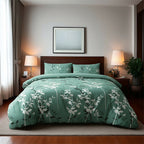 Duvet Cover And Pillowcase Set Floral Leaf Design Polycotton Bed Linen