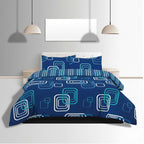 Duvet Cover And Pillowcase Set Geometric Square Design Polycotton Bed Linen
