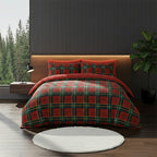 Ultra Soft Teddy Duvet Cover Tartan Check Reversible Fleece Bedding