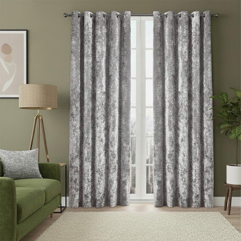 Crushed Velvet Eyelet Curtains Luxurious Finish for Contemporary Homes