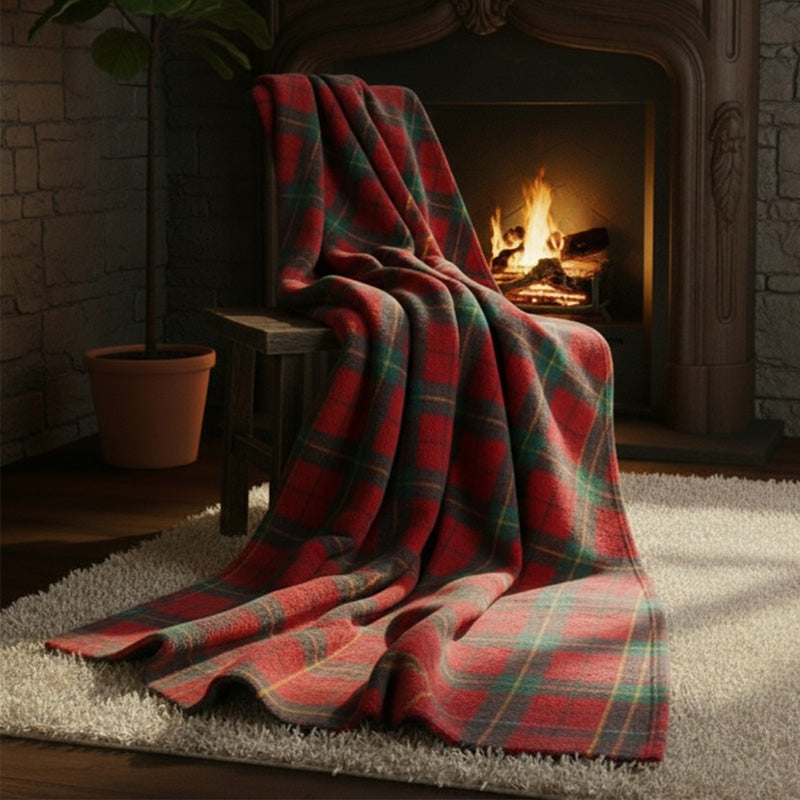Tartan Check Soft Feel Print Christmas Throw Blanket Home Decor Gift