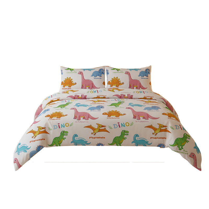 Dino Themed Kids Bedding Set Soft Colorful Dinosaur Bedroom Decor