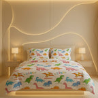 Dino Themed Kids Bedding Set Soft Colorful Dinosaur Bedroom Decor