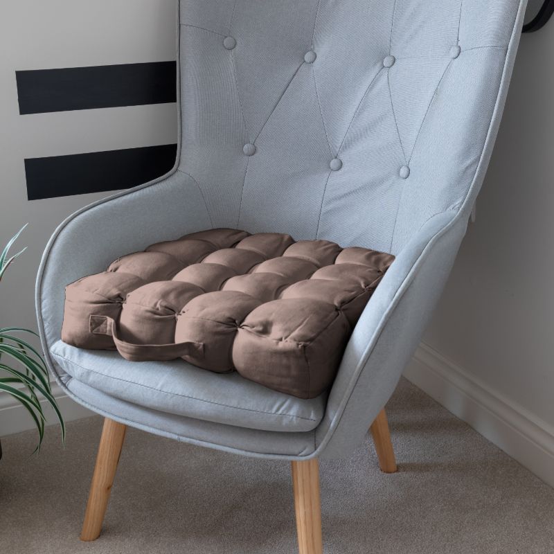 Quilted 9 Button Seat Pad Cushion Booster 100% Cotton Cover 45cm Square