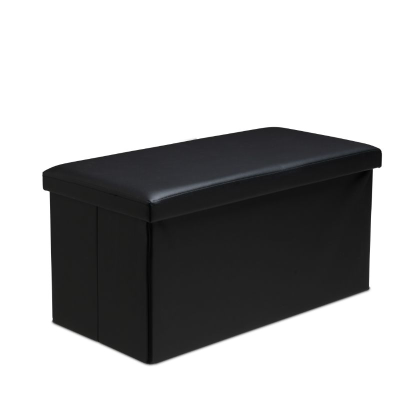 Faux Leather Storage Ottoman Storage Box With Lid Foldable - 76x38x38cm Rectangle