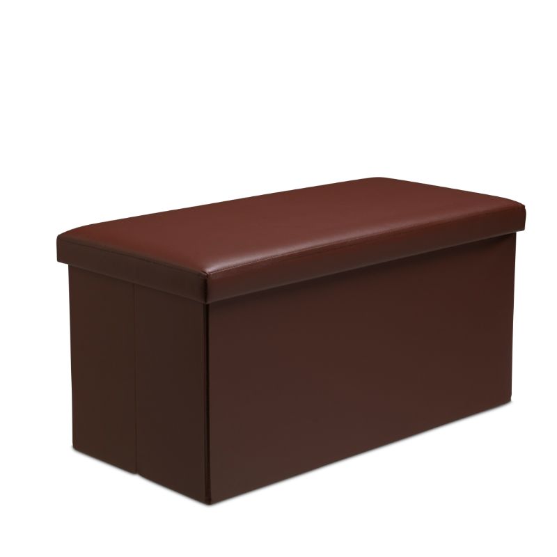 Faux Leather Storage Ottoman Storage Box With Lid Foldable - 76x38x38cm Rectangle