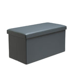 Faux Leather Storage Ottoman Storage Box With Lid Foldable - 76x38x38cm Rectangle
