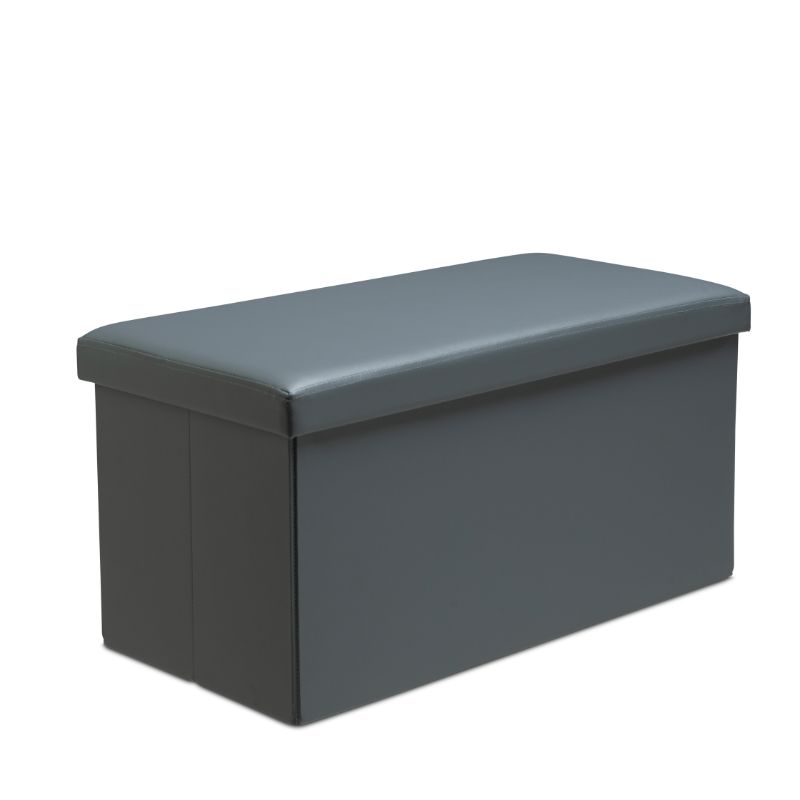 Faux Leather Storage Ottoman Storage Box With Lid Foldable - 76x38x38cm Rectangle