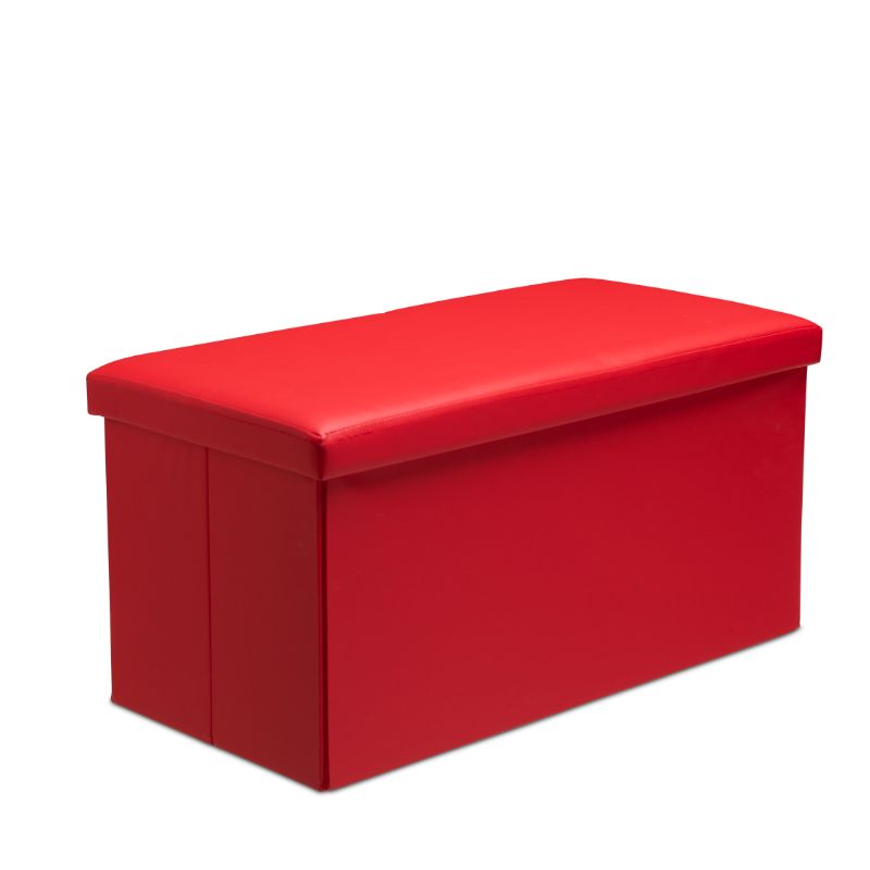 Faux Leather Storage Ottoman Storage Box With Lid Foldable - 76x38x38cm Rectangle