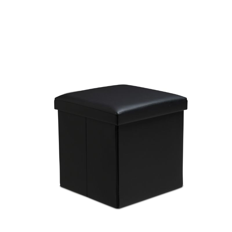 Faux Leather Storage Ottoman Storage Box With Lid Foldable - 38x38x38cm Square