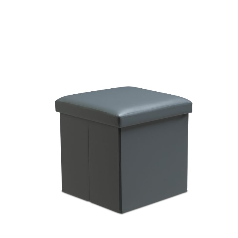 Faux Leather Storage Ottoman Storage Box With Lid Foldable - 38x38x38cm Square
