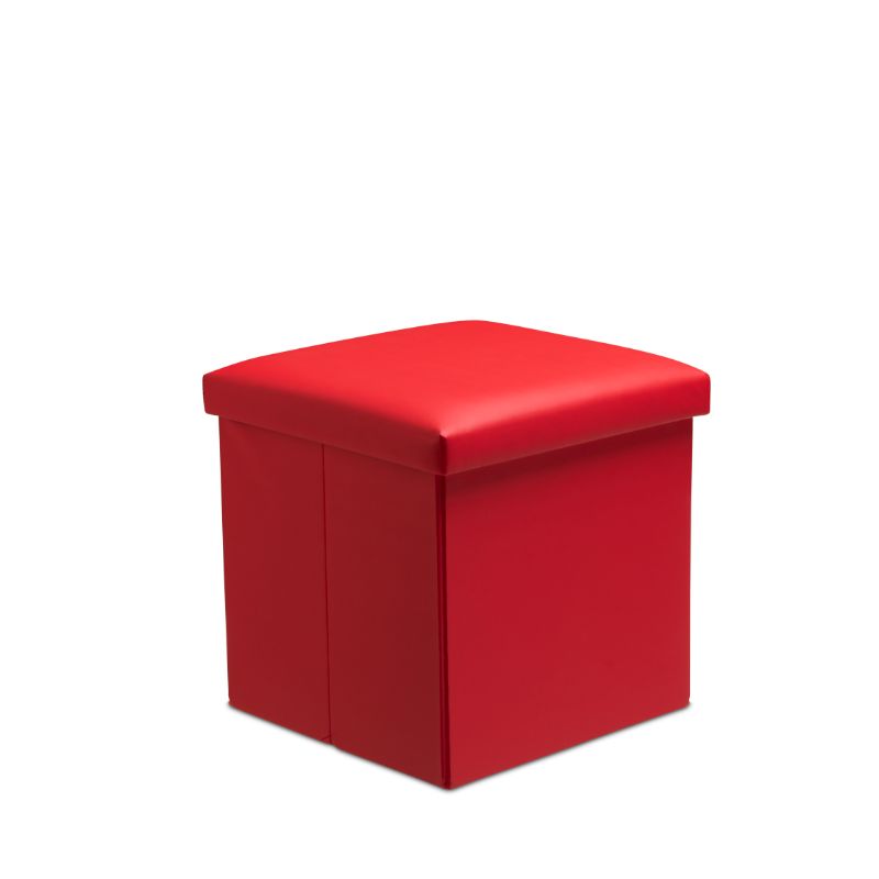 Faux Leather Storage Ottoman Storage Box With Lid Foldable - 38x38x38cm Square