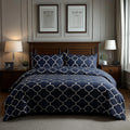 Duvet Cover And Pillowcase Set Grey Geometric Design Polycotton Bed Linen