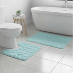 2 Piece Pebble Design Memory Foam Bath Mat Set Soft Absorbent Non-Slip Bathroom