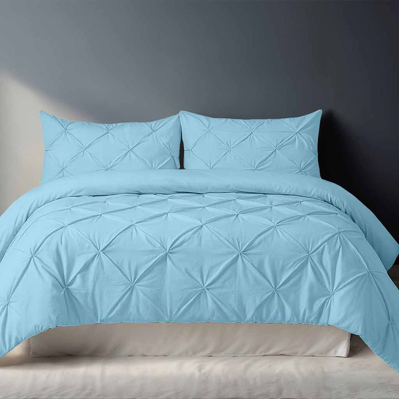 Pintuck Pinch Pleated Polycotton Duvet Cover And Pillowcases Set Bed Linen