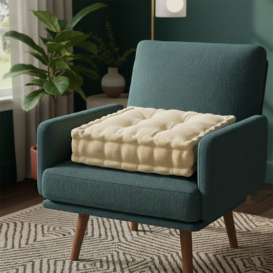 Teddy Fabric Square Booster Cushion Soft Seat Riser Pad for Dining Chair