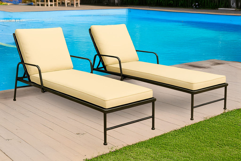 Sun Lounger Outdoor Garden Deck Bed Cushion Waterproof Recliner Pad Removable Cover