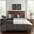 Duvet Cover And Pillowcase Set Black Blue Chocolate Patchwork Design Polycotton Bed Linen