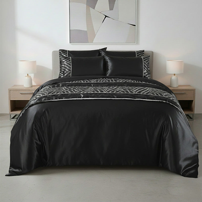 Shimmer Duvet Cover Set Luxury Bedding with Elegant Metallic Finish