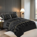 Duvet Cover And Pillowcase Set Silver Black Red Lilac White Pintuck Pleated Design Polycotton Linen