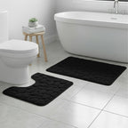 2 Piece Pebble Design Memory Foam Bath Mat Set Soft Absorbent Non-Slip Bathroom