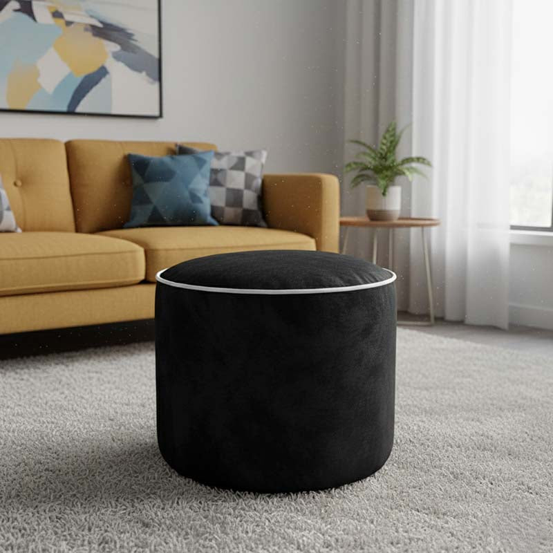 Luxury Velvet Large Round Bean Bag Ottoman Soft Plush Velvet Stool Pouffe